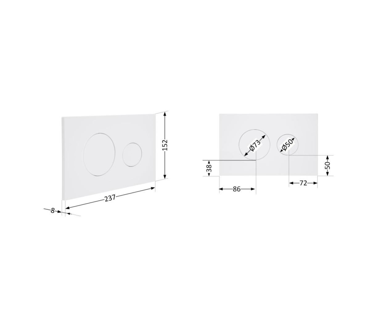 Клавиша смыва Qtap Standard 152x236x28 мм, White, круглая QTSTD164W49468  QTSTD164W49468:Фото 1