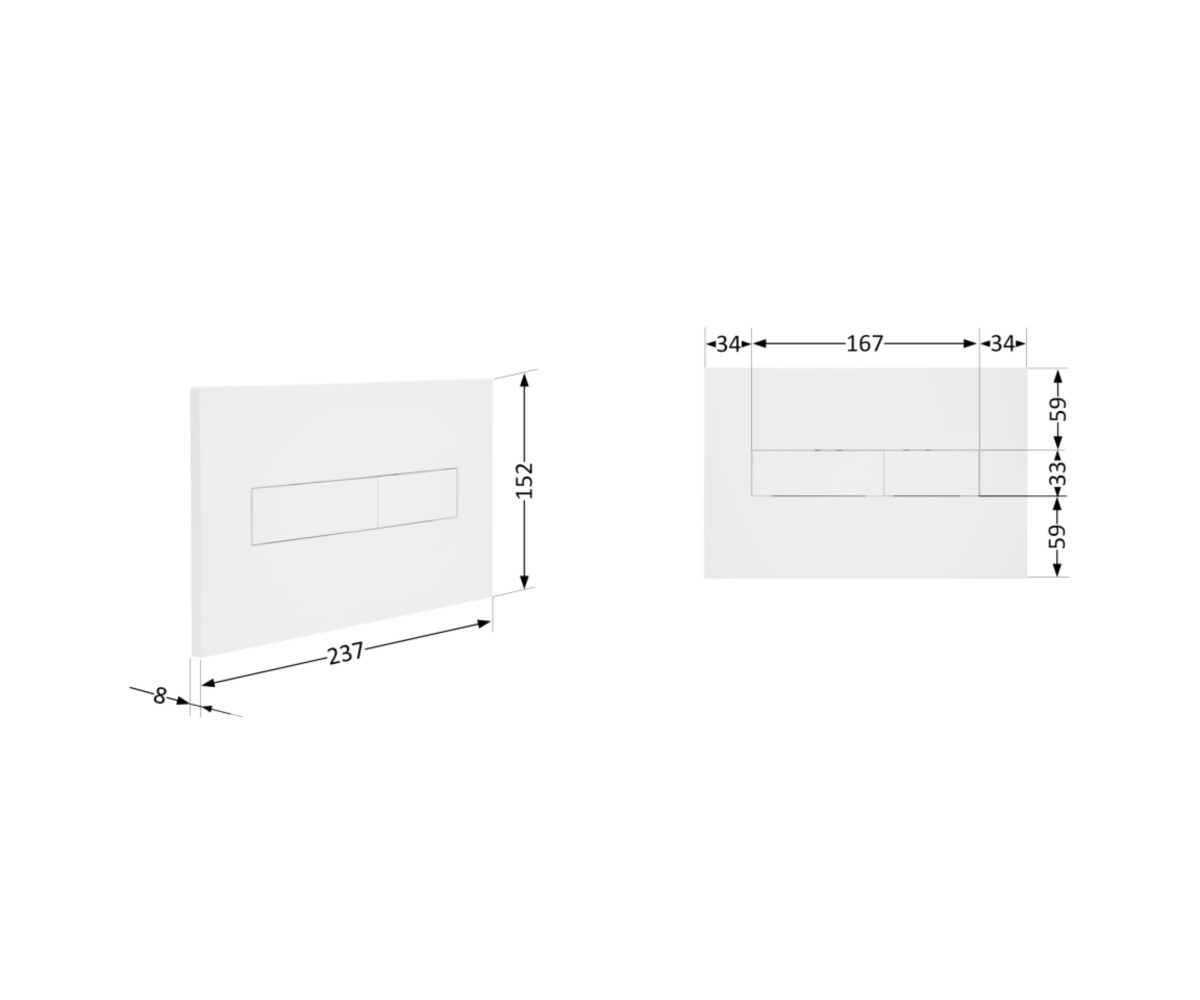 Клавиша смыва Qtap Standard 152x236x28 мм, White, линейная QTSTD164W49471  QTSTD164W49471:Фото 1