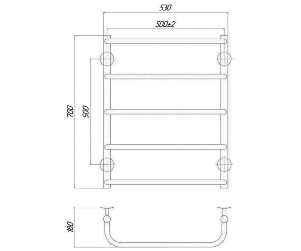 Водяной полотенцесушитель  STANDARD QTSTNDCRMP5500700:Чертеж 