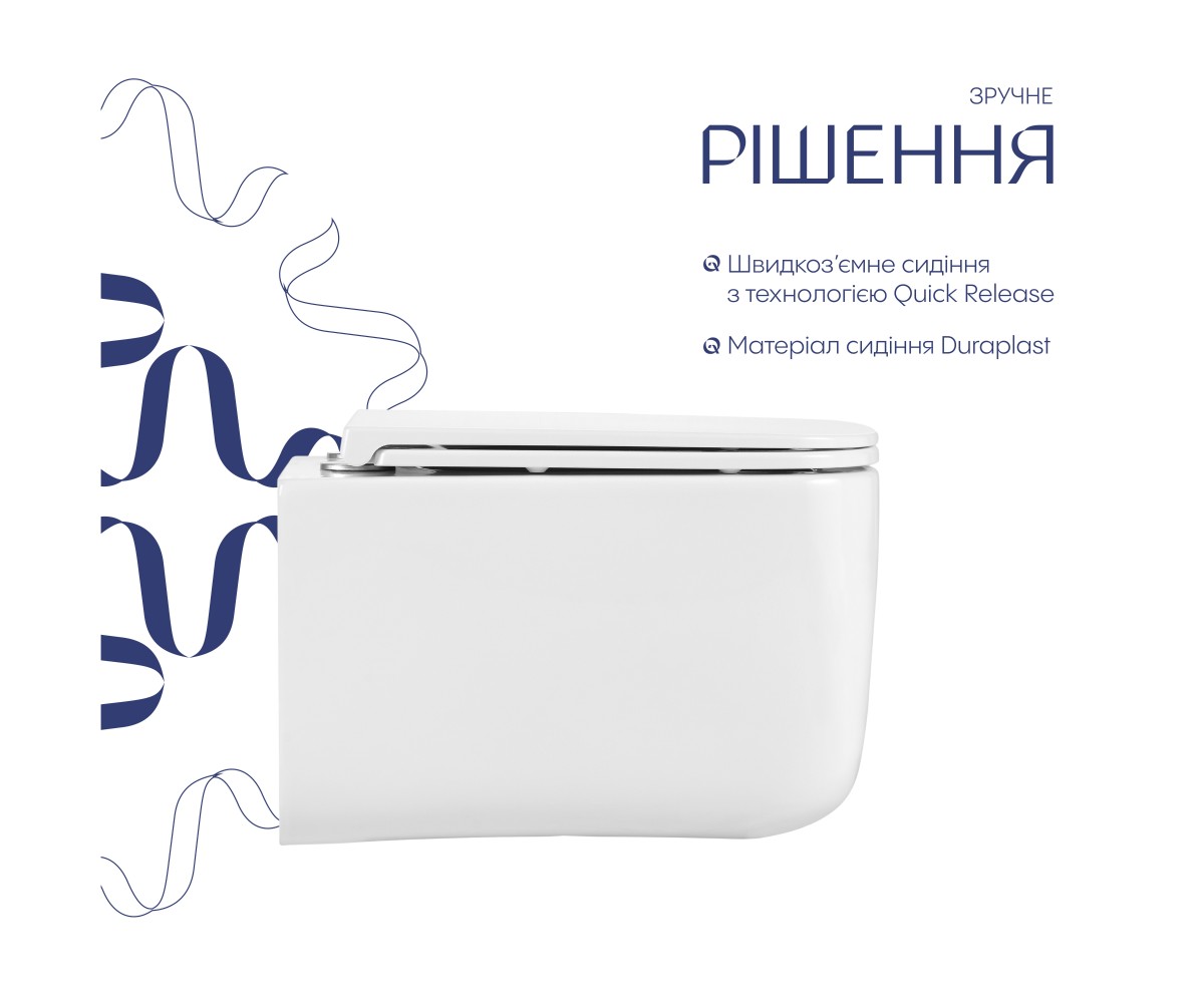 Унитаз подвесной Qtap Gemini Ultra Quiet 485×340×350 мм, White, с сиденьем Slim Duroplast / Soft-close / Quick Release QTTAU26W4