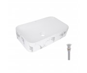 Раковина накладна Qtap Tern Раковина накладна 610x350x135 мм, Marble, прямокутна, з донним клапаном QTTER188MR49791 QTAP  QTTER188MR49791
