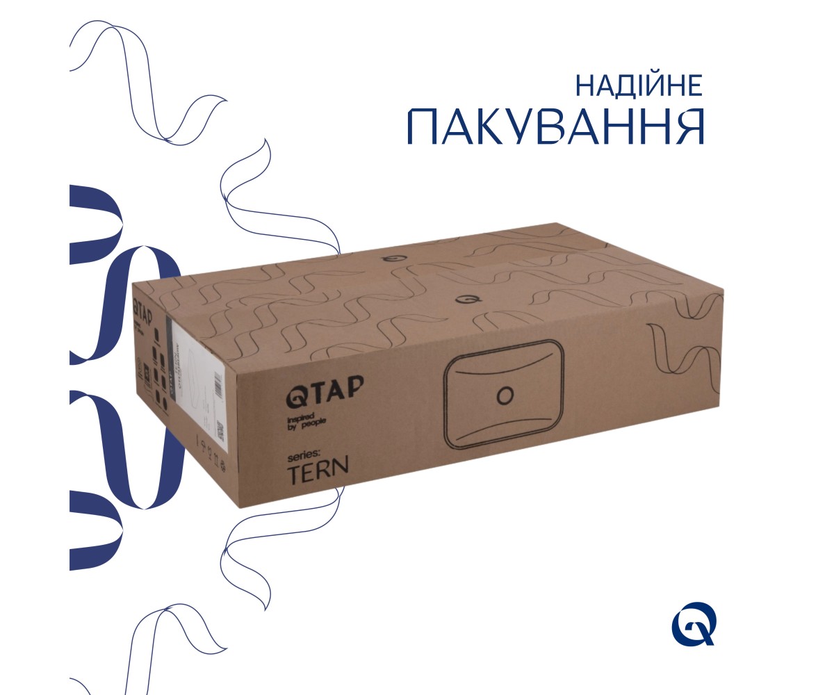 Раковина накладная Qtap Tern 610x350x135 мм, Marble, прямоугольная, с донным клапаном QTTER188MR49791  QTTER188MR49791:Фото 5