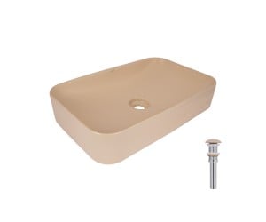 Раковина накладна Qtap Tern 610x350x135 мм, Beige, прямокутна, з донним клапаном QTTER188SB49790 QTAP  QTTER188SB49790