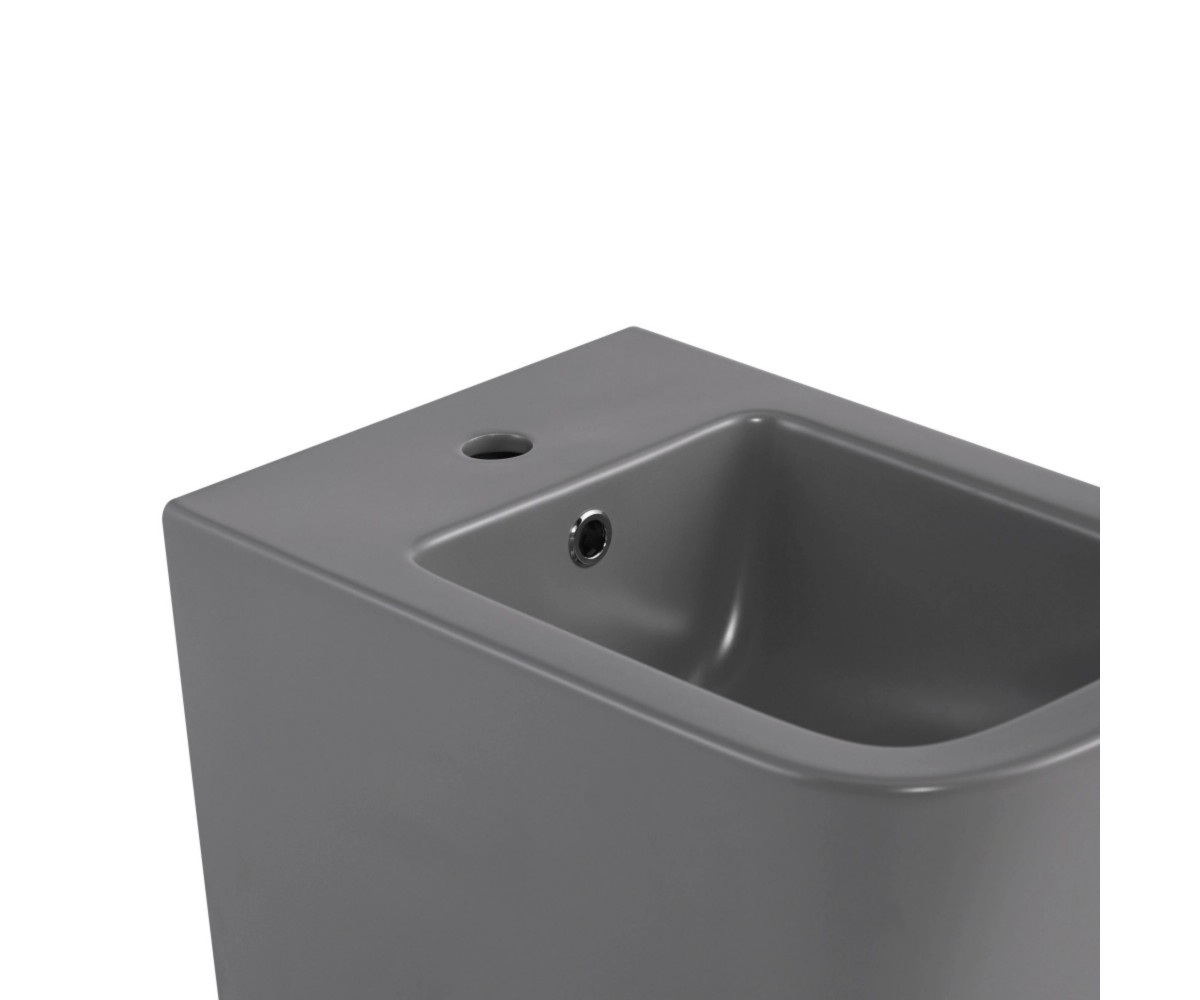 Комплект Qtap Tern Stone grey 3 в 1: унитаз подвесной Ultra Quiet + биде подвесное + раковина накладная QTTERSG49162  QTTERSG491