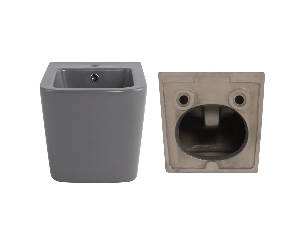 Комплект Qtap Tern Stone grey 3 в 1: унитаз подвесной Ultra Quiet + биде подвесное + раковина накладная QTTERSG49162  QTTERSG491