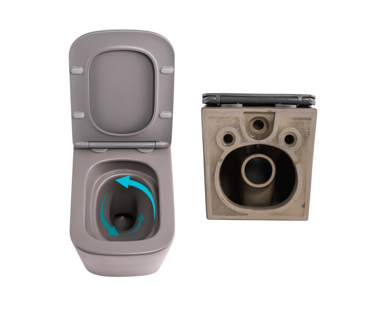 Комплект Qtap Tern Stone grey 3 в 1: унитаз подвесной Ultra Quiet + биде подвесное + раковина накладная QTTERSG49162  QTTERSG491