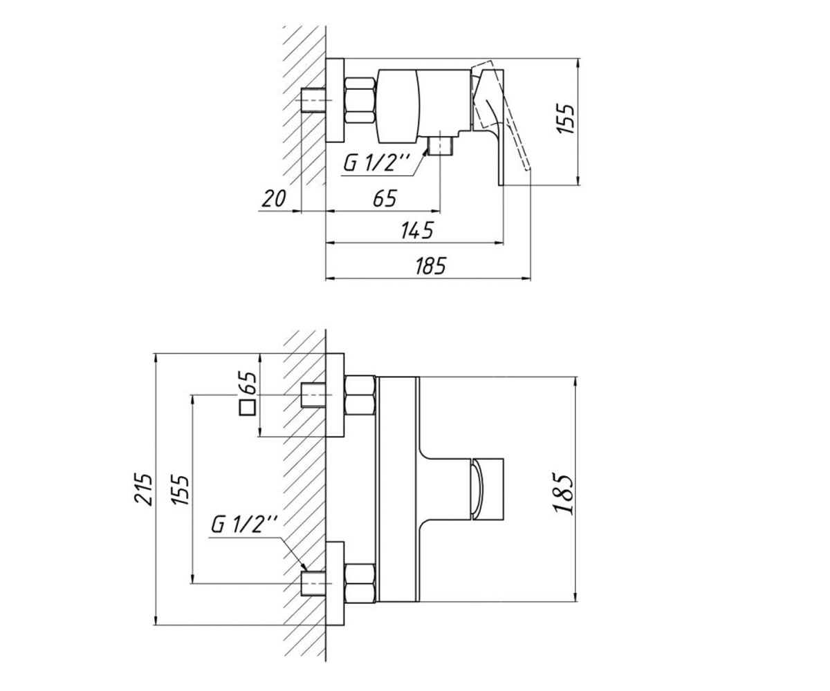 Смеситель для душа  VLASTA QTVLA4028102C:Чертеж 