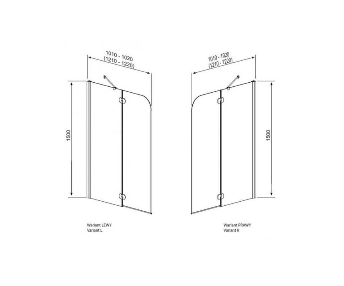 Ширма для ванны  TORRENTA PND 201203-101NR:Чертеж 
