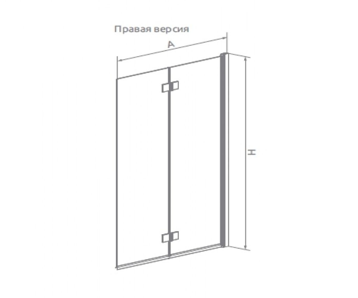 Правосторонняя шторка для ванны  FUENTA 208210-01R:Чертеж 