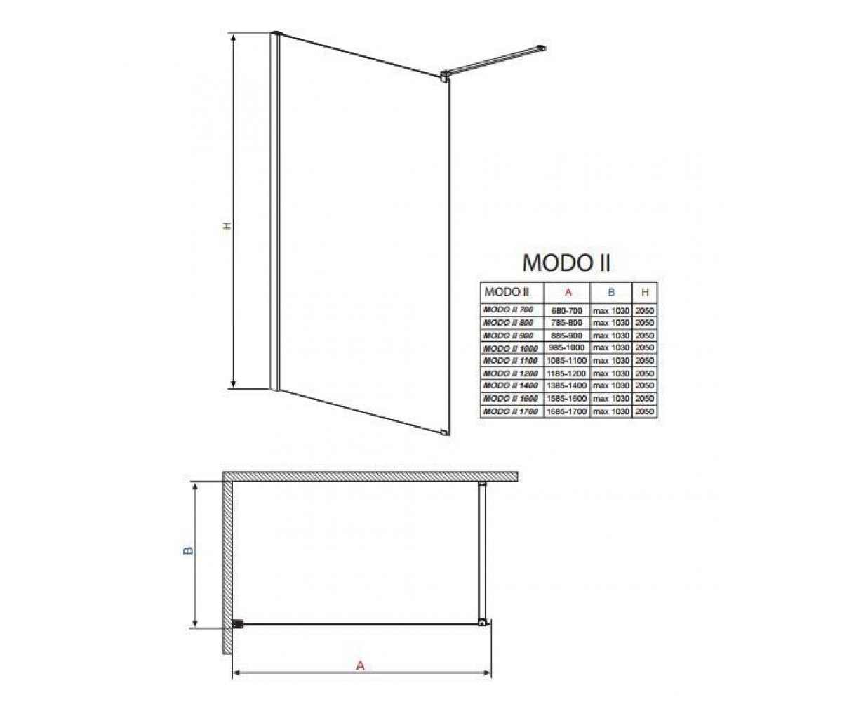 Душевой бокс  WALK-IN 352124-01-01N:Чертеж 