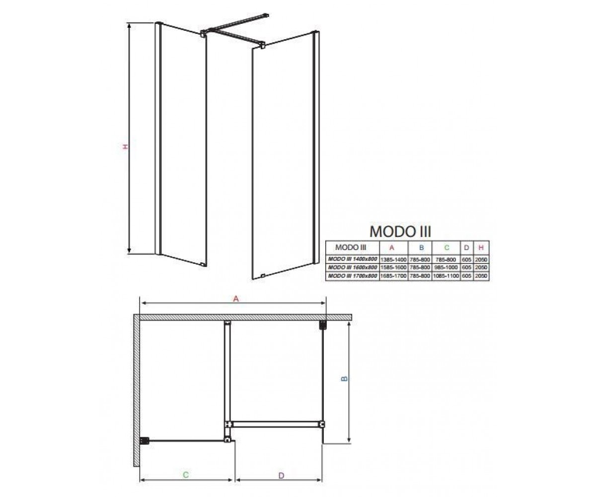 Душевой бокс  WALK-IN 353164-01-01N:Чертеж 