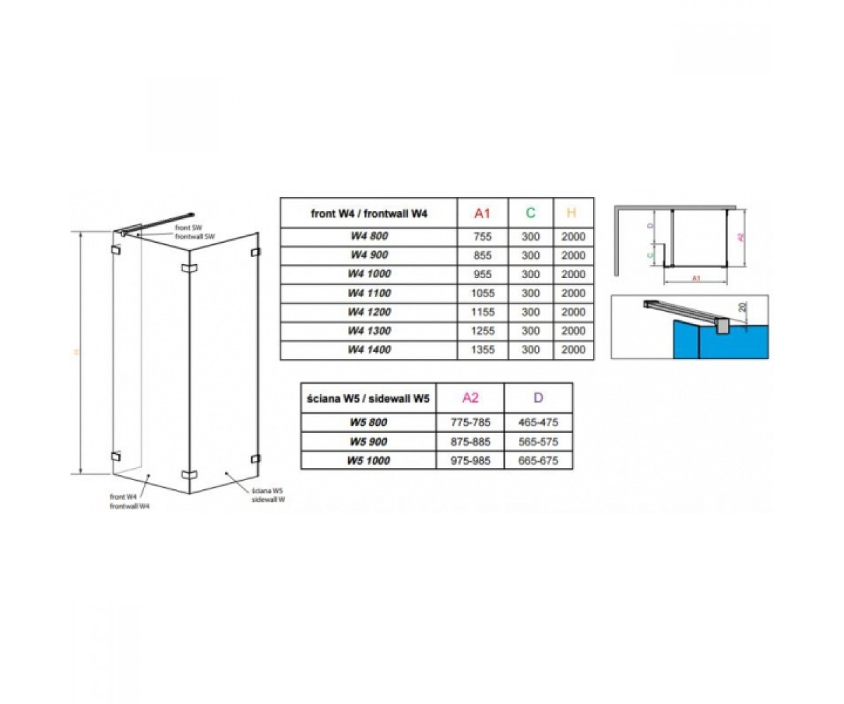 Душеваяпанель  WALK-IN IV 383140-01-01:Чертеж 