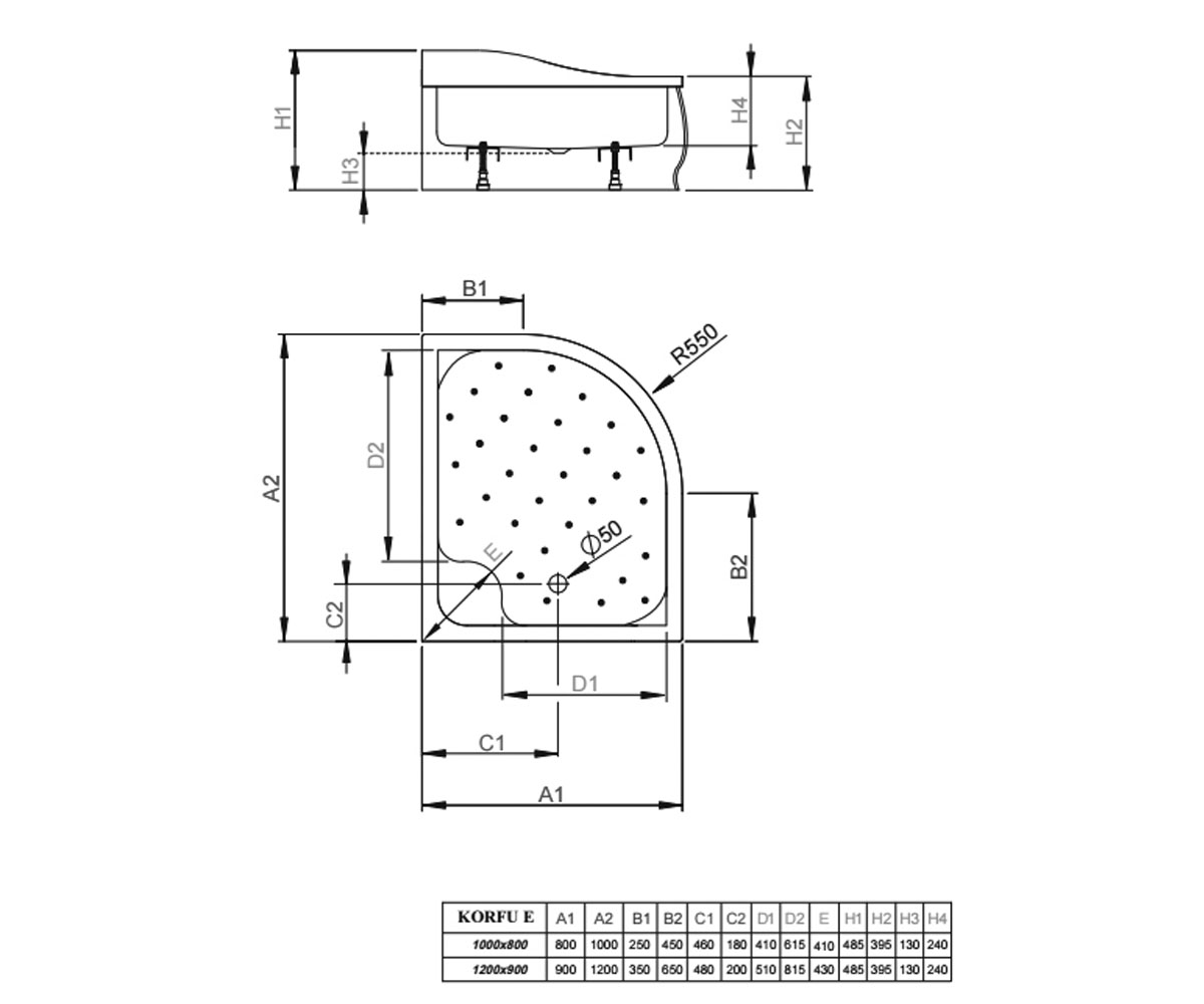 Угловой левосторонний поддон  KORFU E 4E81400-03L:Чертеж 