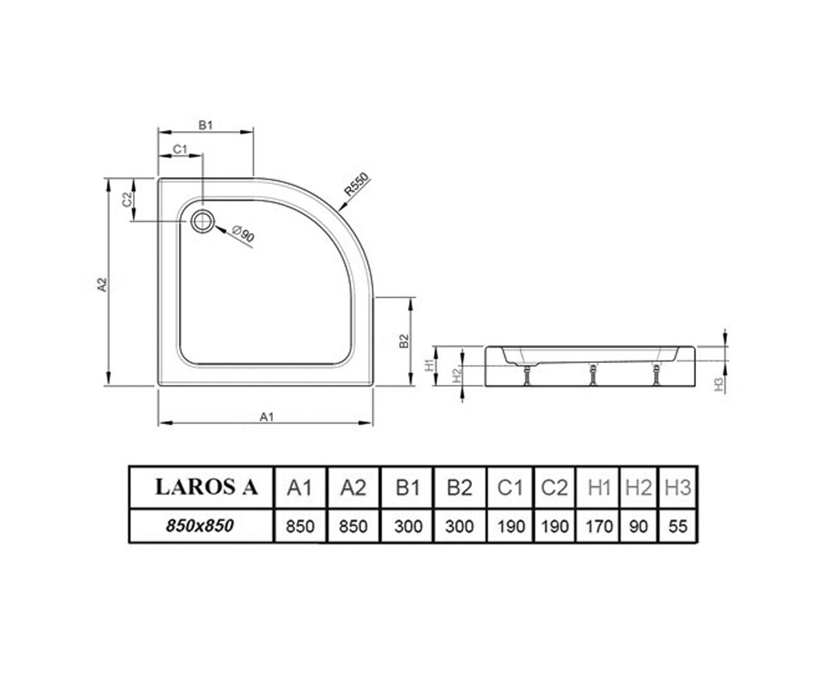 Угловой поддон  LAROS A COMPACT SLA8585-01:Чертеж 