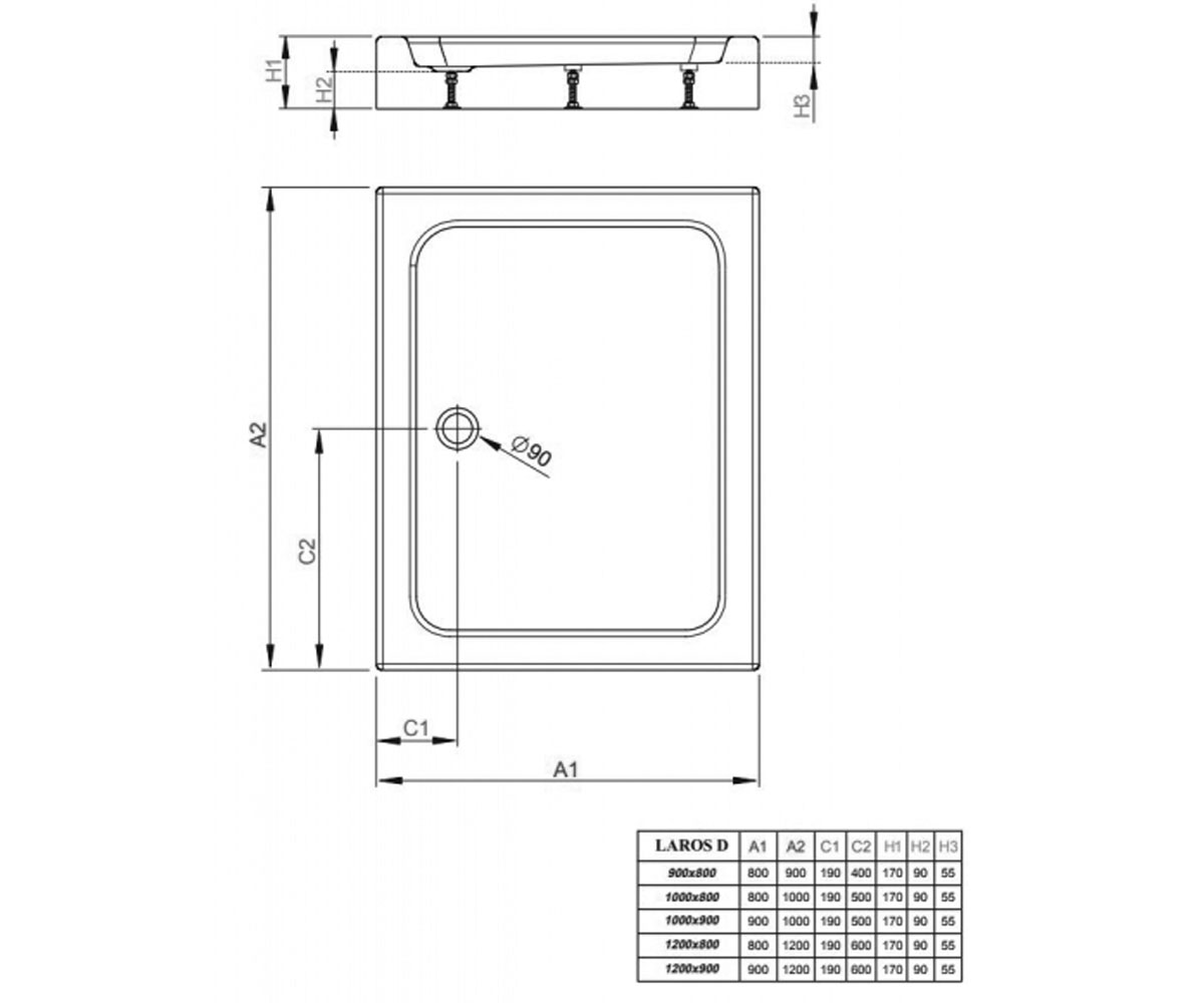Поддон акриловый  LAROS D COMPACT SLD8917-01:Чертеж 