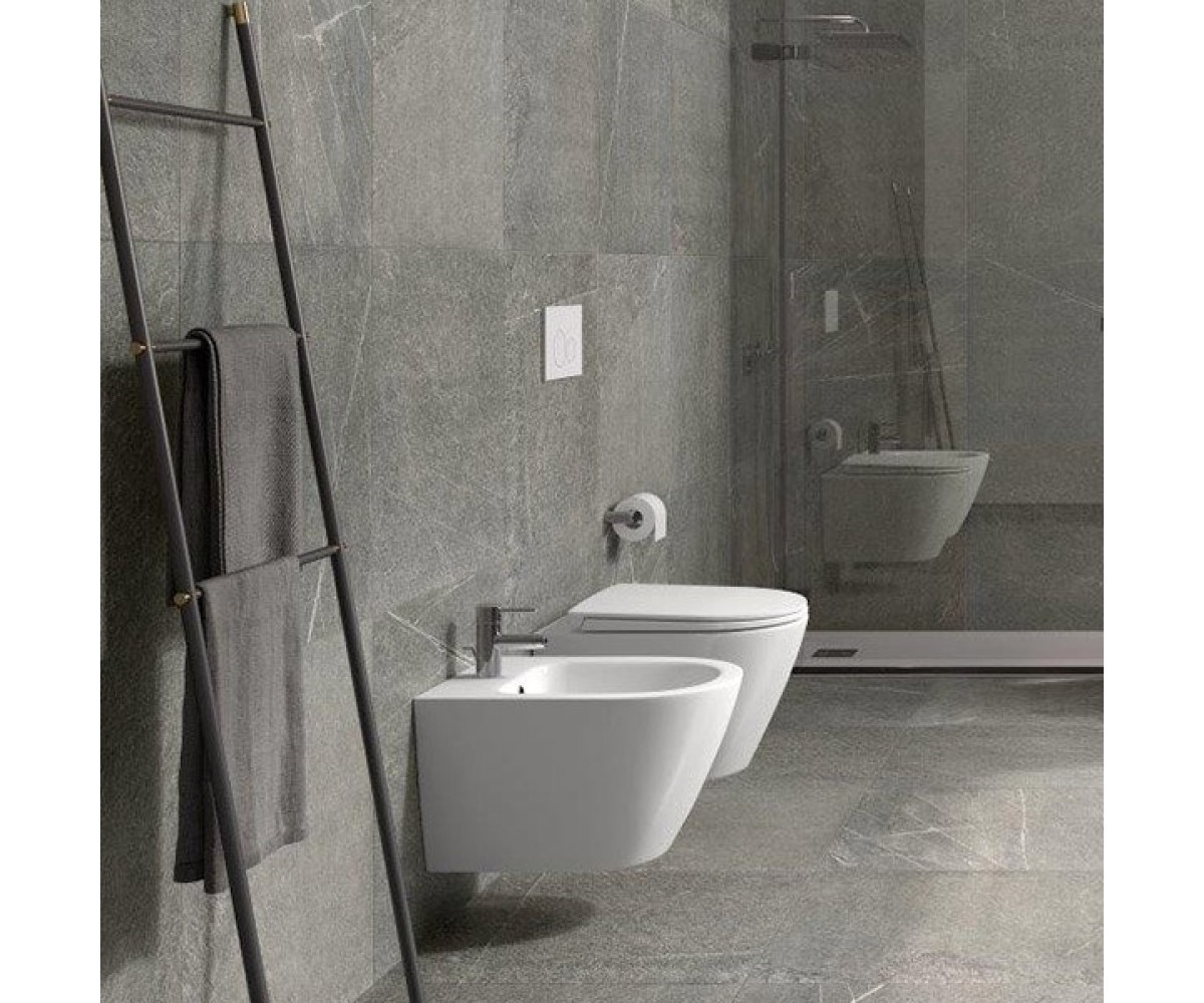 RST23AWHA+ RESC0004 RESORT унітаз підвісний з кришкою slim, безобідковий, білий (1 сорт)  RST23AWHA+ RESC0004:Фото 2