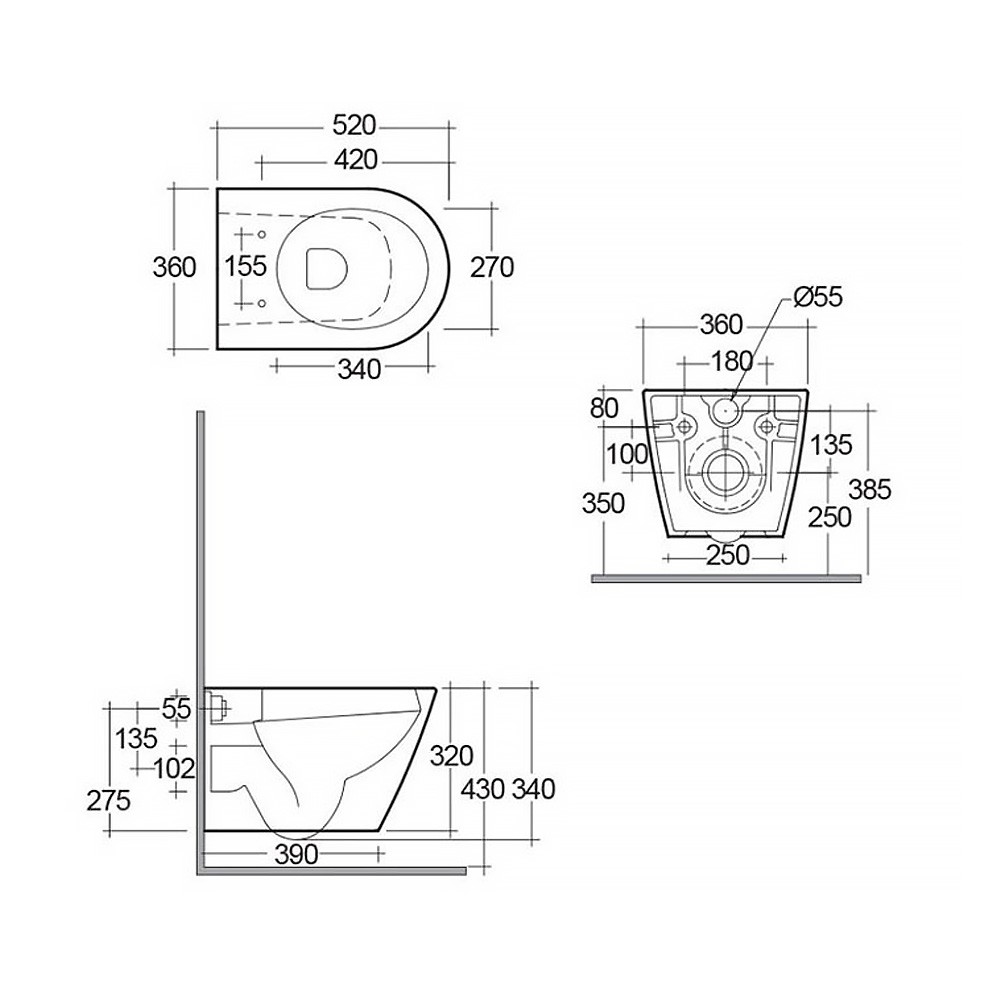 RST23500A+RSTSC3901500 FEELING унітаз підвісний з кришкою SLIM Duroplast, Soft Close, Quick release, безобідковий, білий матовий