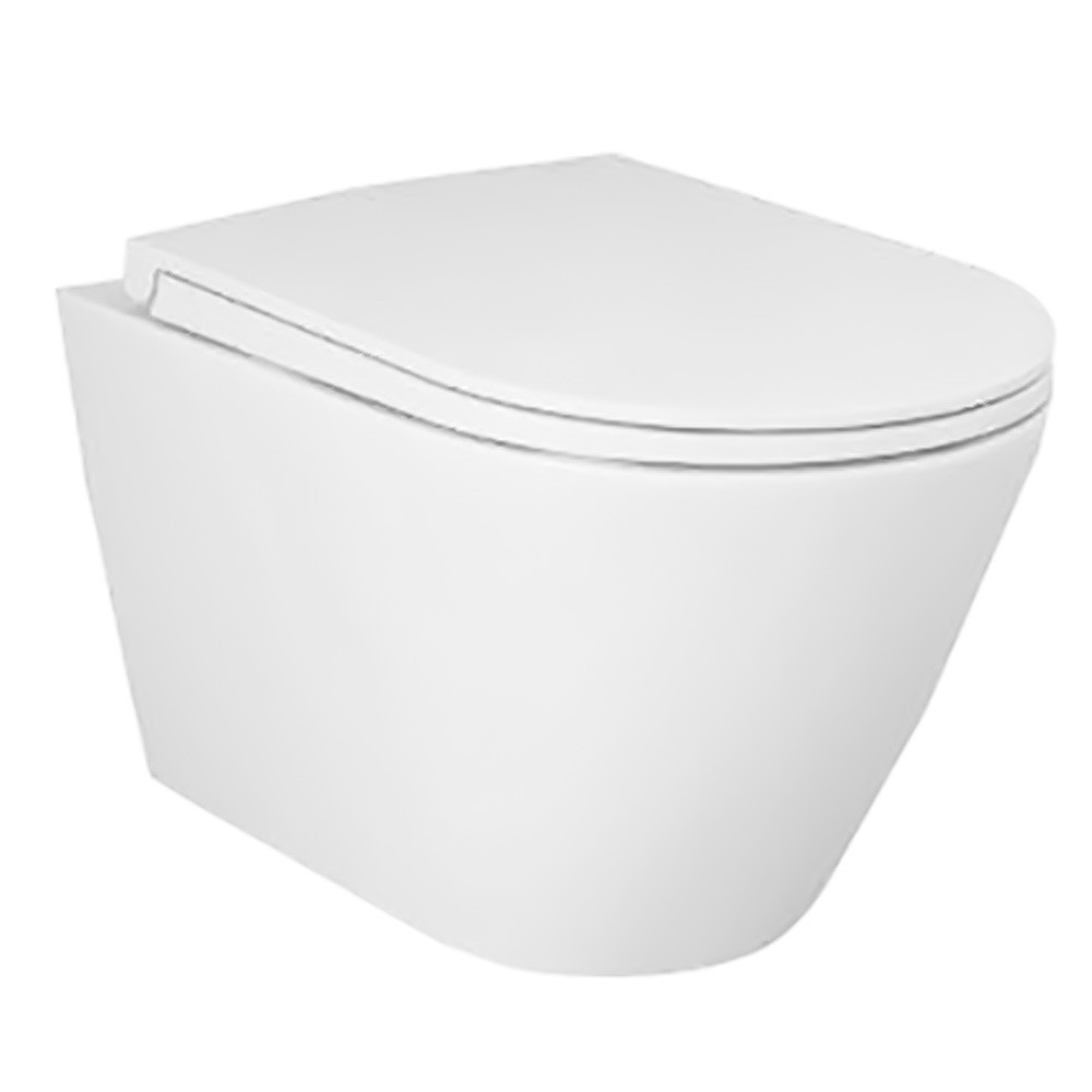 RST23500A+RSTSC3901500 FEELING Унітаз підвісний з кришкою SLIM Duroplast, Soft Close, Quick release, безобідковий, білий матовий (1 сорт) RAK CERAMICS RSTSC3901500+RST23500A