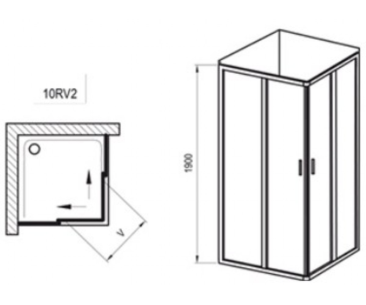Душевая кабина  10° 10RV2K 1ZJA0C00Z1:Чертеж 