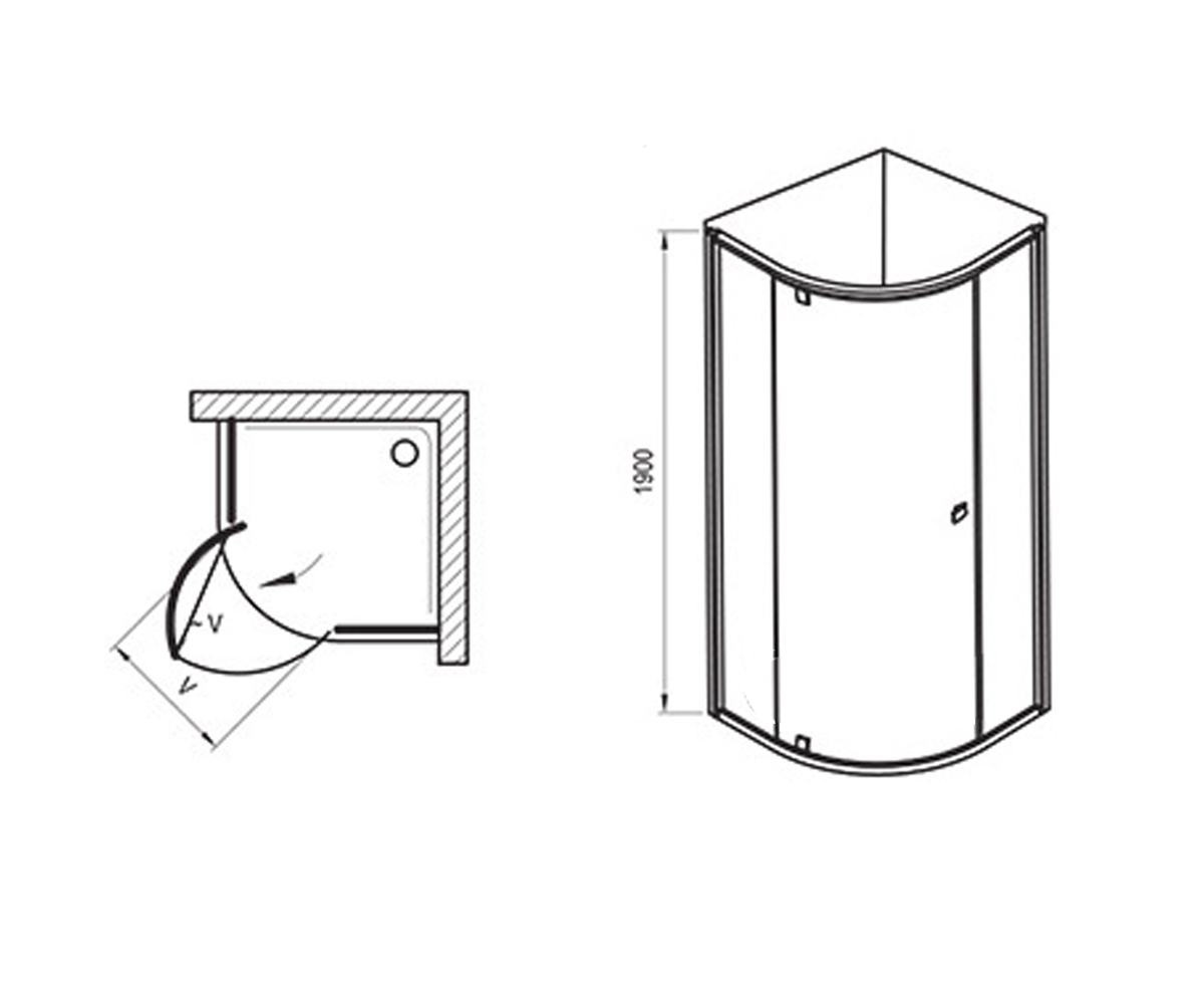Душевая кабина  PIVOT 376AAC00Z1:Чертеж 