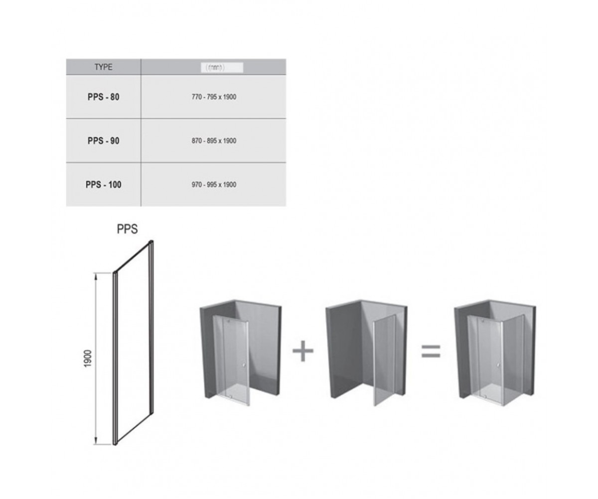 Душевая стенка  PIVOT PPS-90 90G70300Z1:Чертеж 