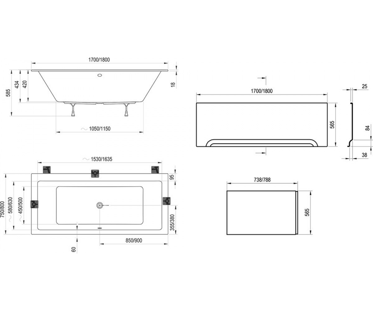 Ванна  FORMY 01 SLIM C691300000:Чертеж 