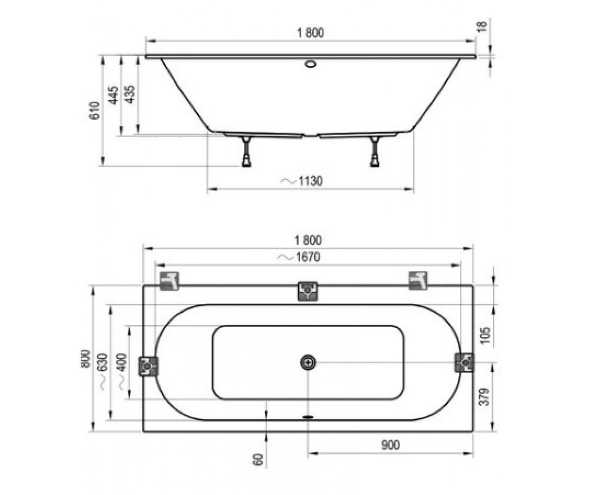 Прямоугольная ванна  CITY SLIM C921300000:Чертеж 