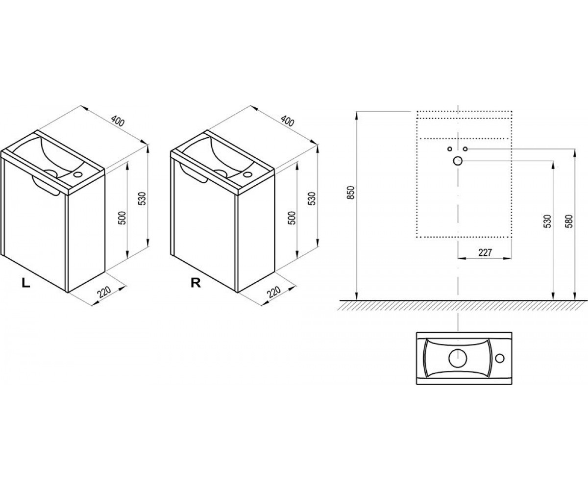 Тумба под раковину  CLASSIC 400 R X000001486:Чертеж 