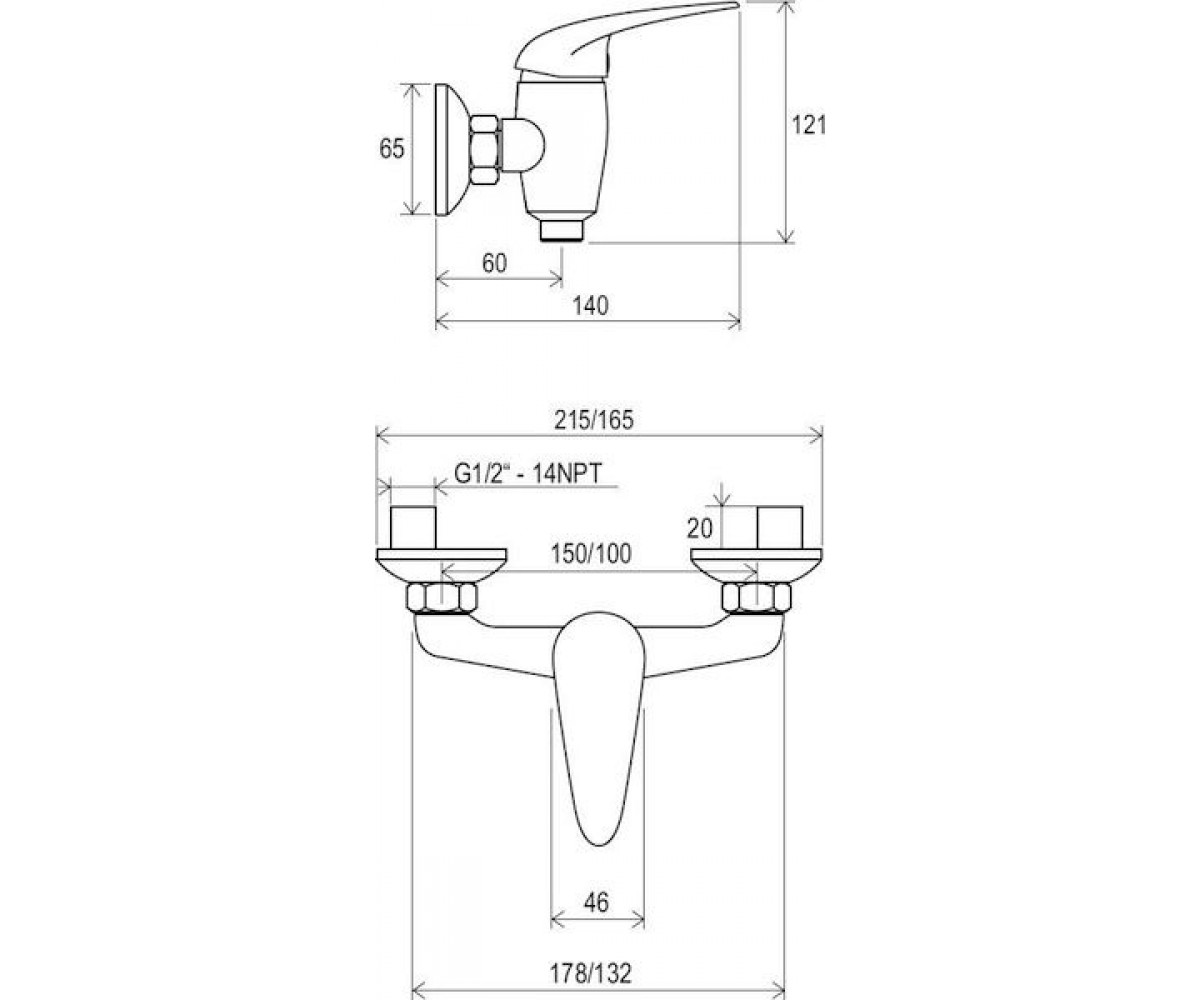 Смеситель для душа  SUZAN X070005:Чертеж 