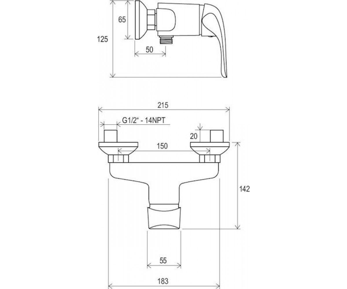 Смеситель для душа  ROSA X070012:Чертеж 