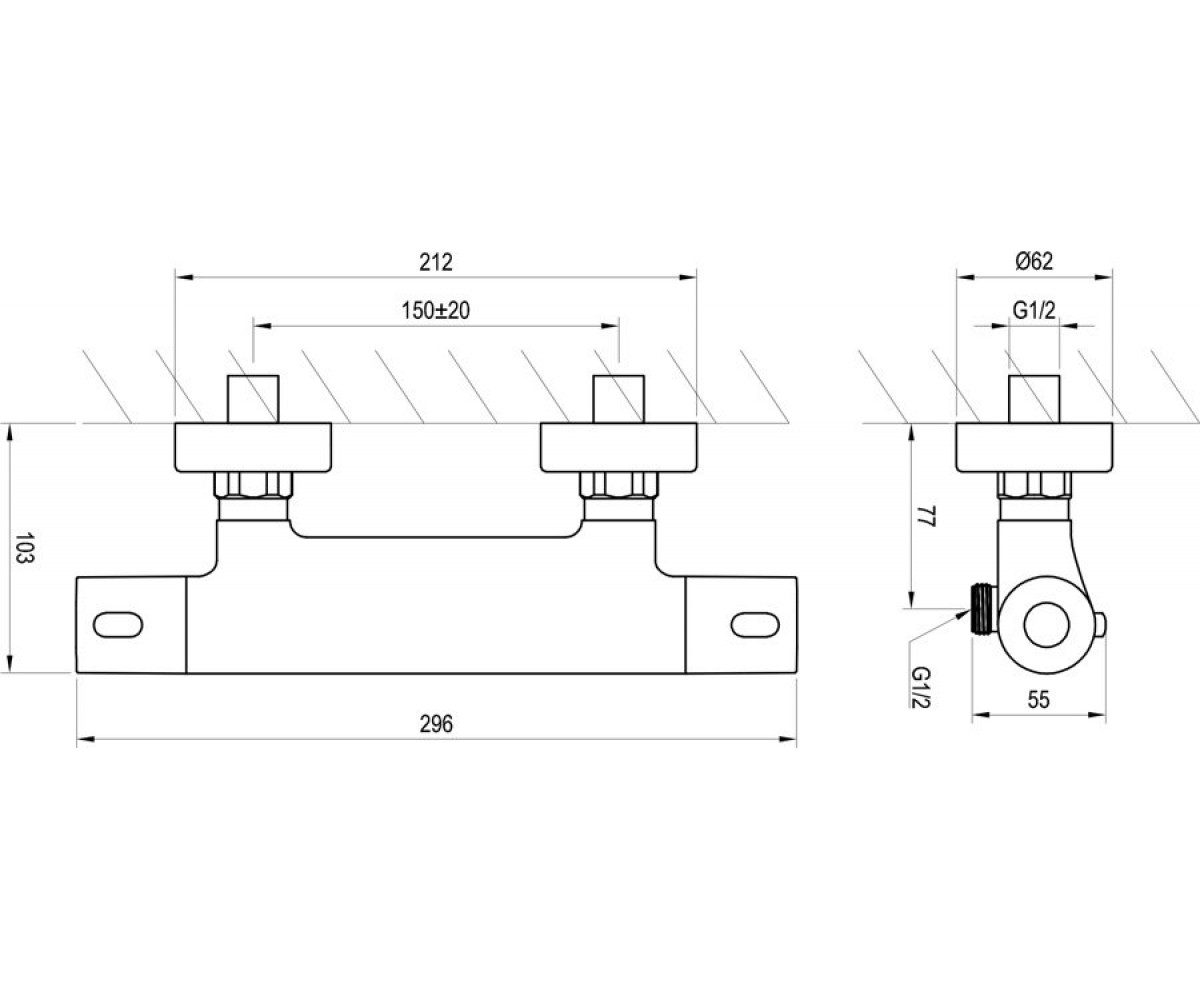 Смеситель для душа  TERMO X070096:Чертеж 