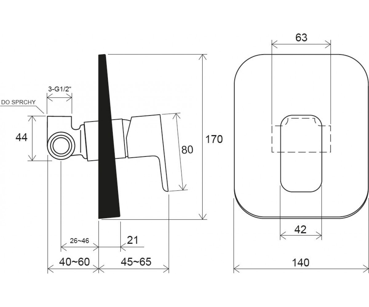Смеситель для душа  10° FREE X070157:Чертеж 