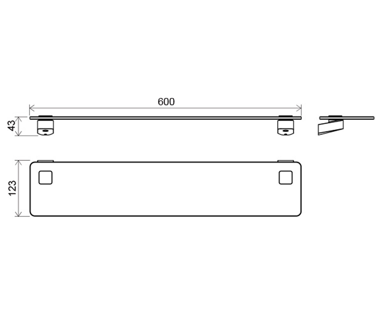 Стеклянная полочка 60 см  10° X07P332:Чертеж 
