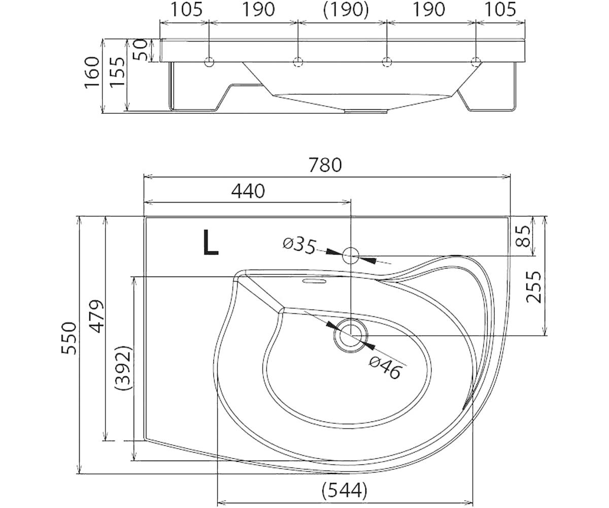 Раковина для ванной комнаты  COMFORT XJ8L1100000:Чертеж 