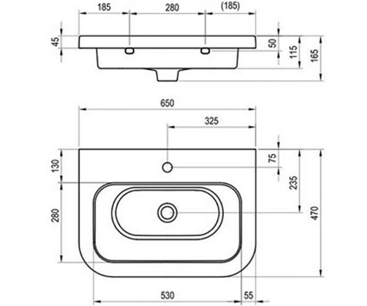 Раковина одинарная  CHROME XJG01165000:Чертеж 
