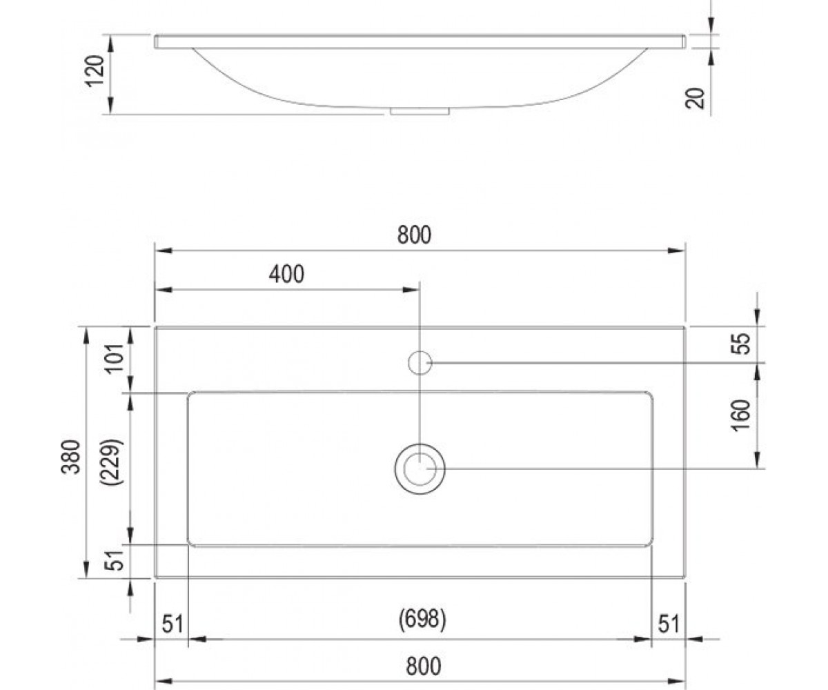 Раковина  CLEAR XJJ01180000:Чертеж 