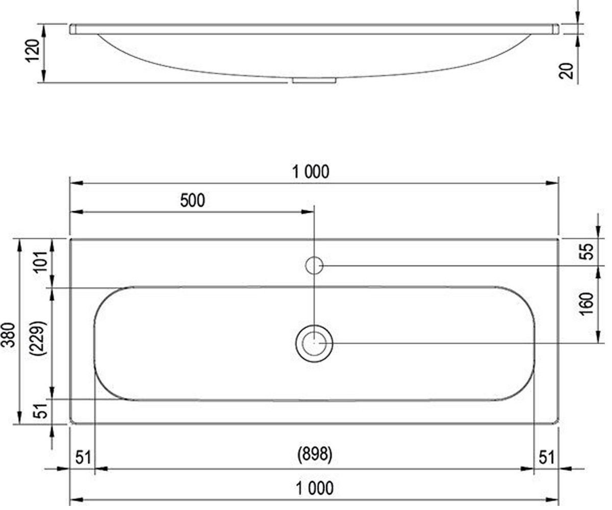 Умывальник прямоугольный  RING XJK01110000:Чертеж 