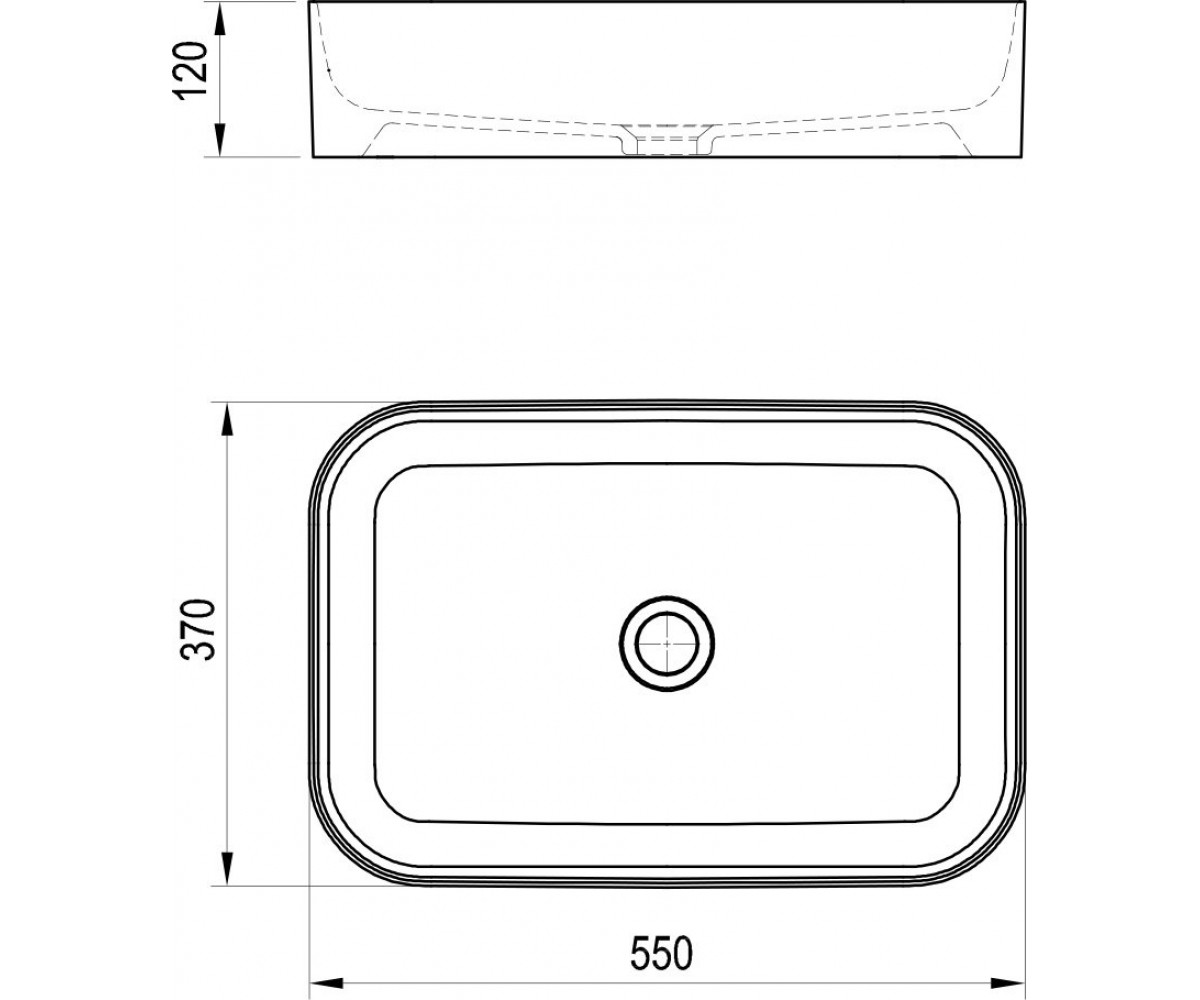 Раковина на столешницу  CERAMIC 550 R SLIM XJX01155002:Чертеж 