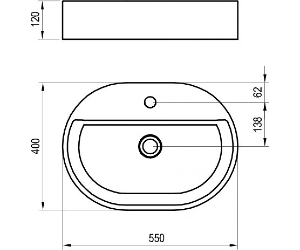Раковина керамическая  CERAMIC 550 O SLIM SHELF XJX01155003:Чертеж 