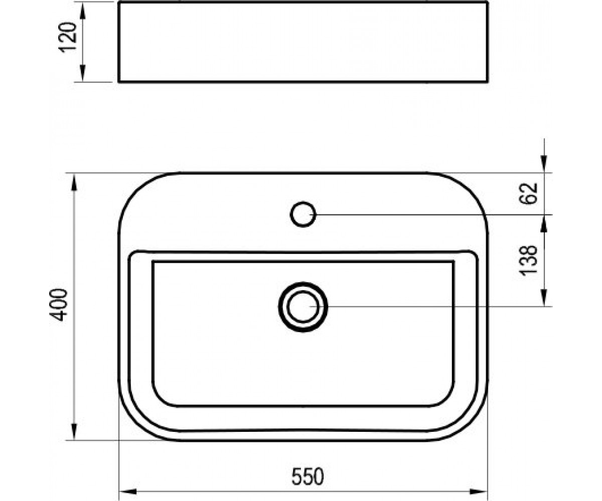 Раковина керамическая  CERAMIC 550 R SLIM SHELF XJX01155005:Чертеж 