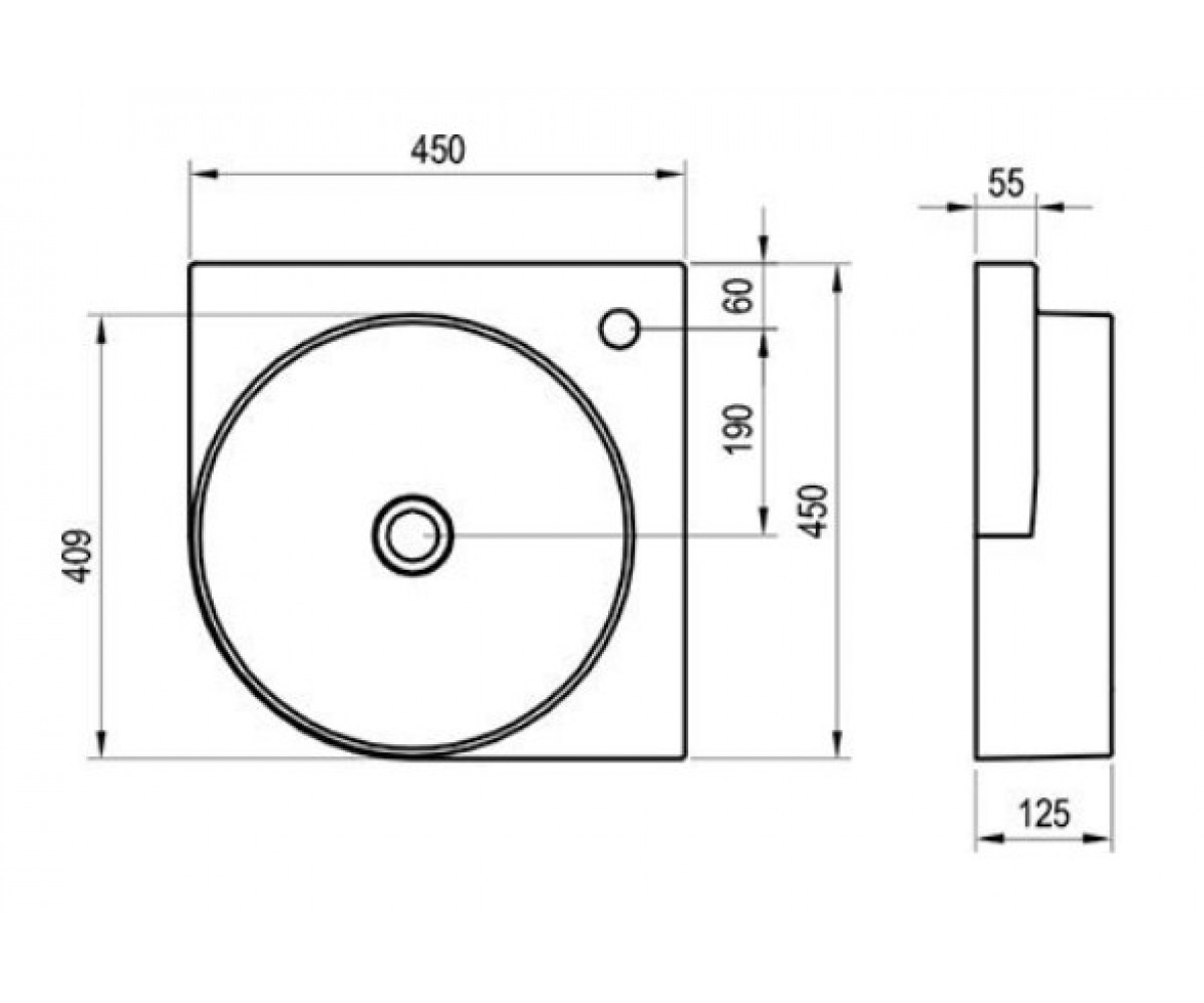 Раковина керамическая  YARD 450 C XJX01245000:Чертеж 
