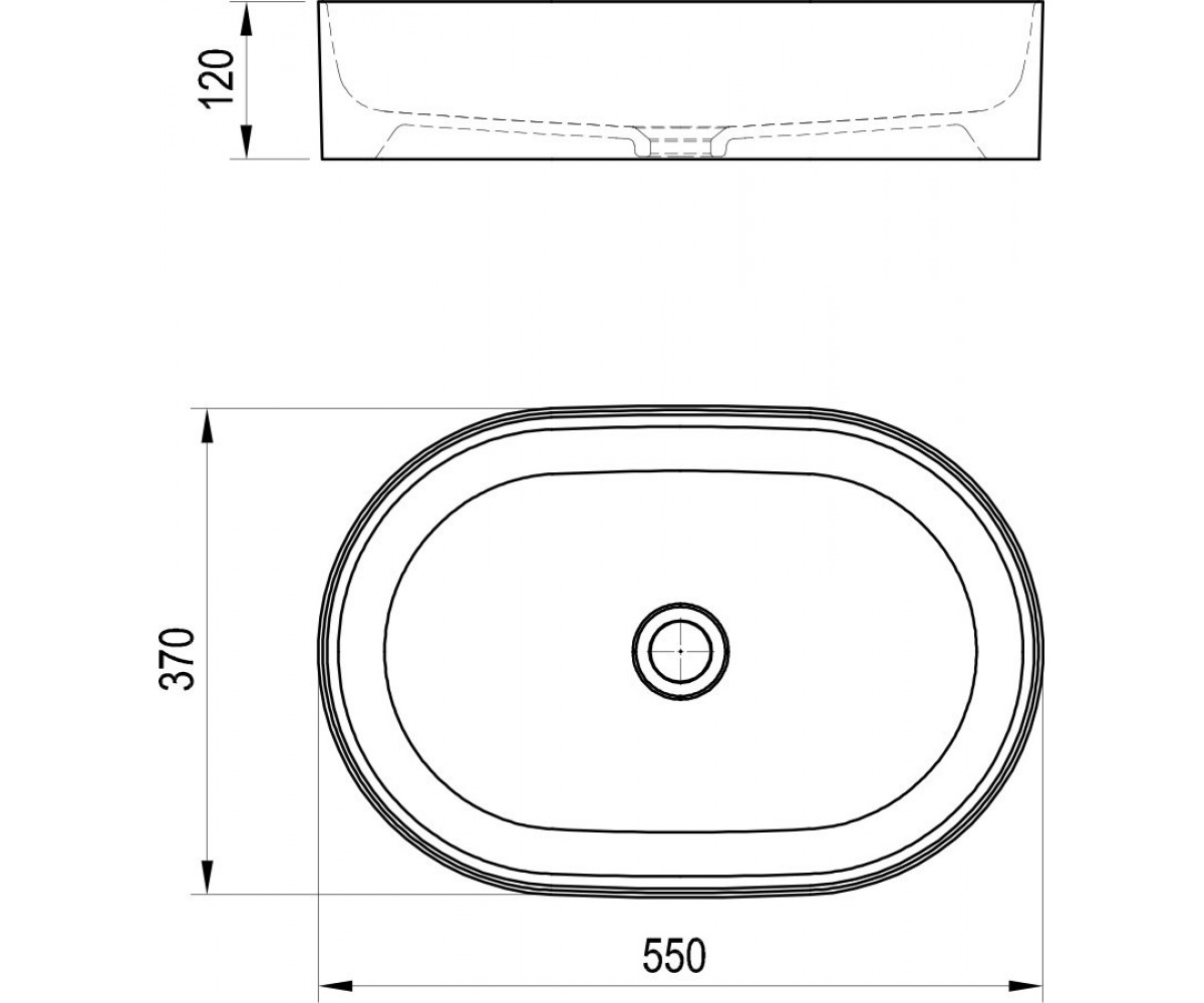 Раковина овальная  CERAMIC 550 O SLIM XJX0D155000:Чертеж 