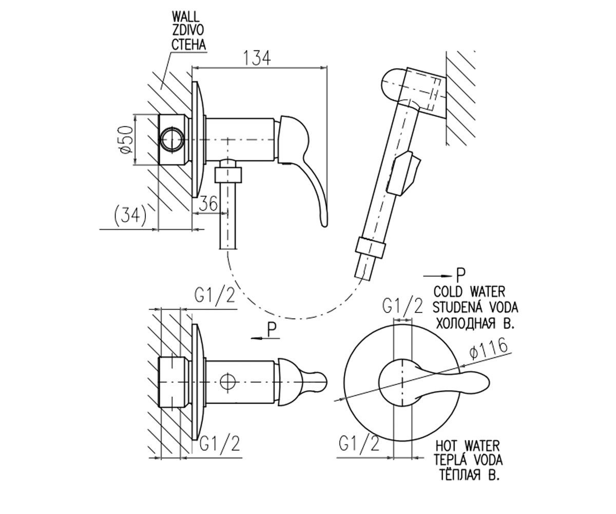 Гигиенический душ  LABE L547SM:Чертеж 