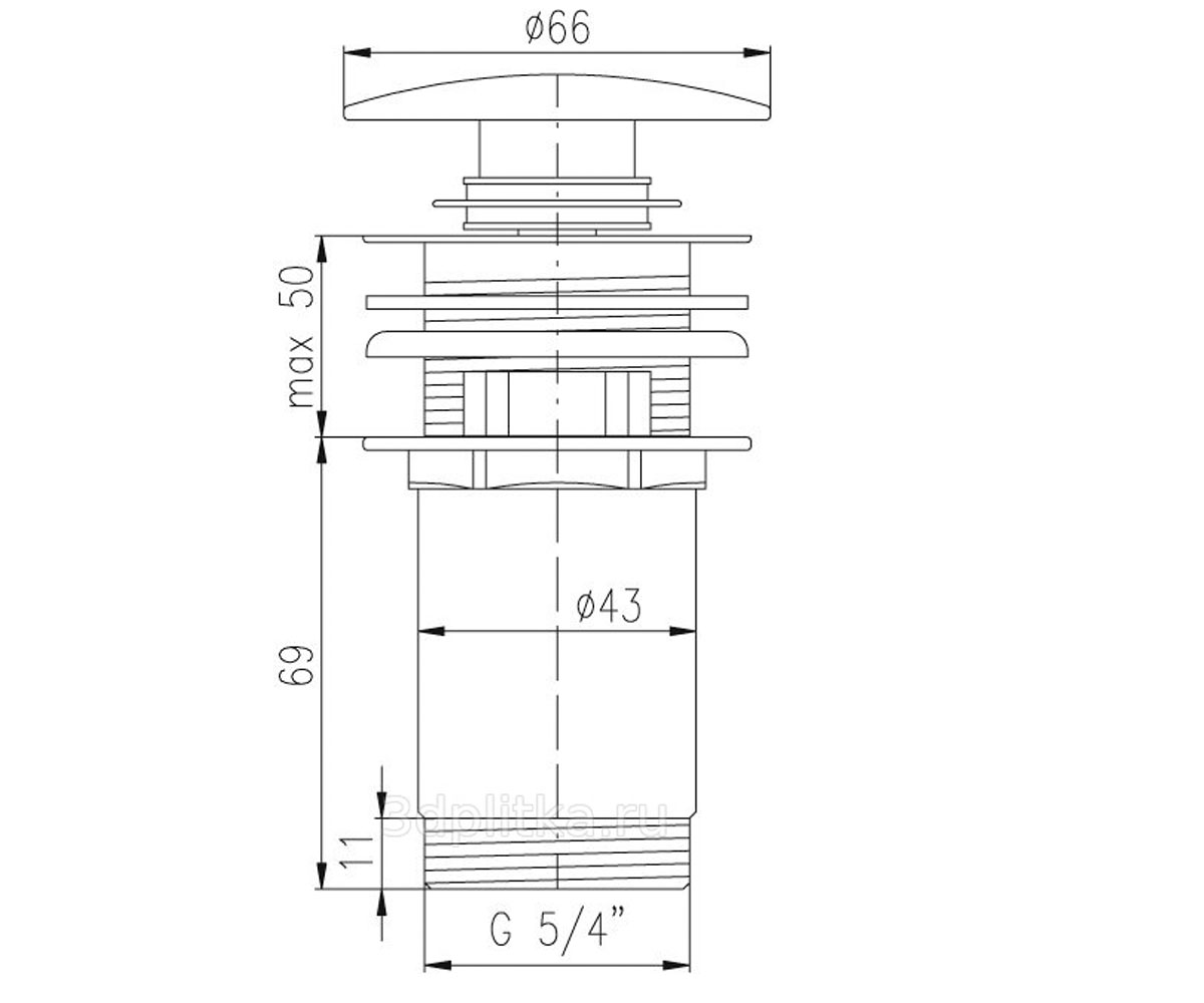 Донный клапан click-clack  MD0485:Чертеж 