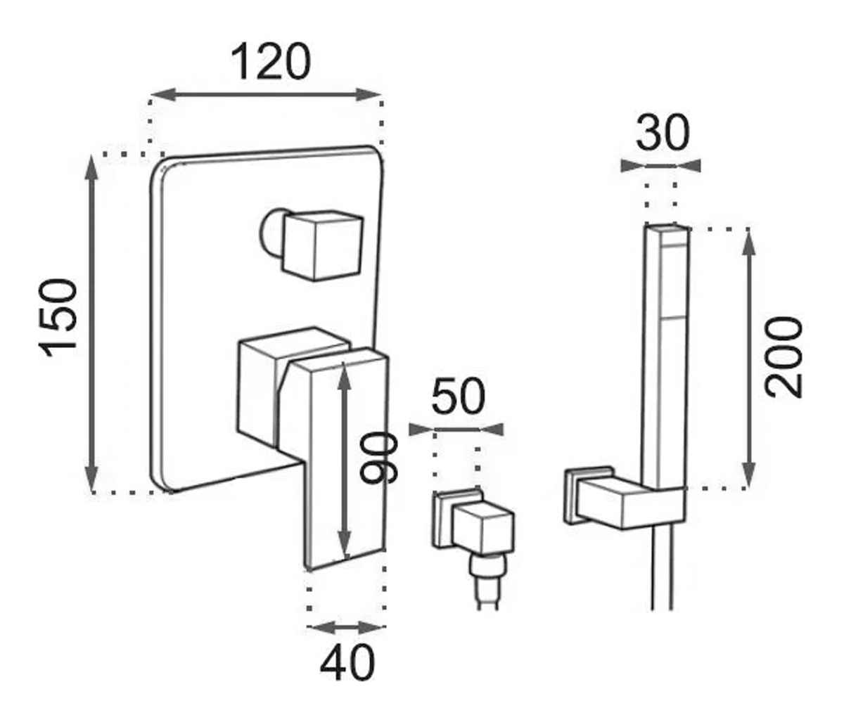 Смеситель на 3 потребителя  RAINFORCE REA-B0639:Чертеж 