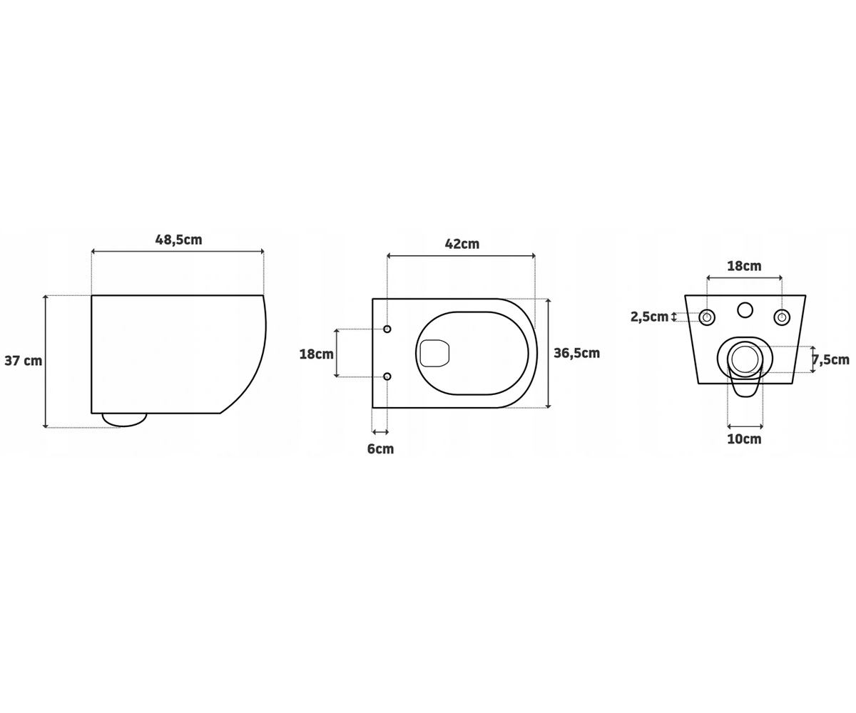 Безободковый унитаз с сиденьем  CARLO MINI REA-C8405:Чертеж 