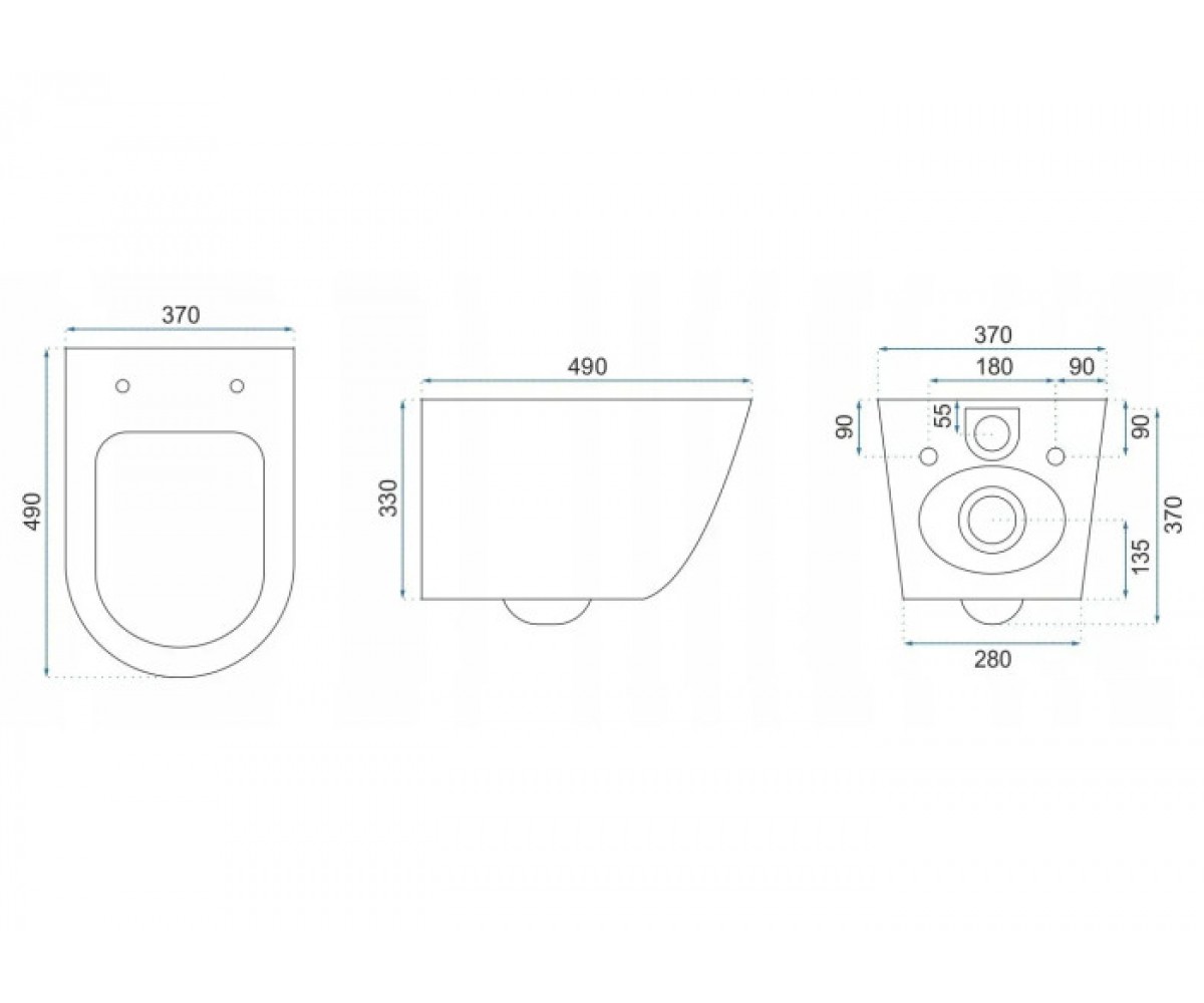 Чаша унитаза с сиденьем  CARLO MINI RIMLESS REA-C8800:Чертеж 