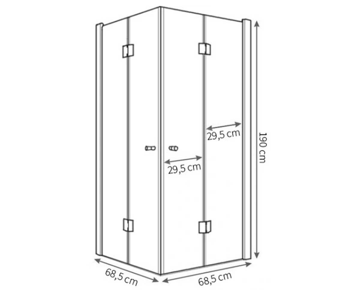 Квадратная кабинка 70х70 см  FOLD N 2 REA-K1950:Чертеж 