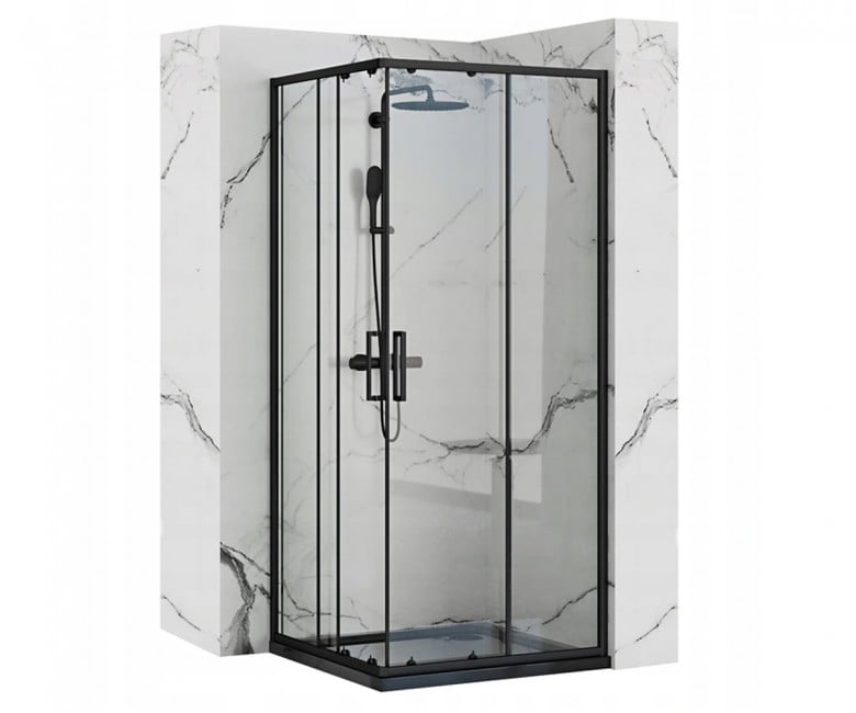 Кабинка квадратная 80х80 см REA PUNTO BLACK REA-K4800 REA-K4800
