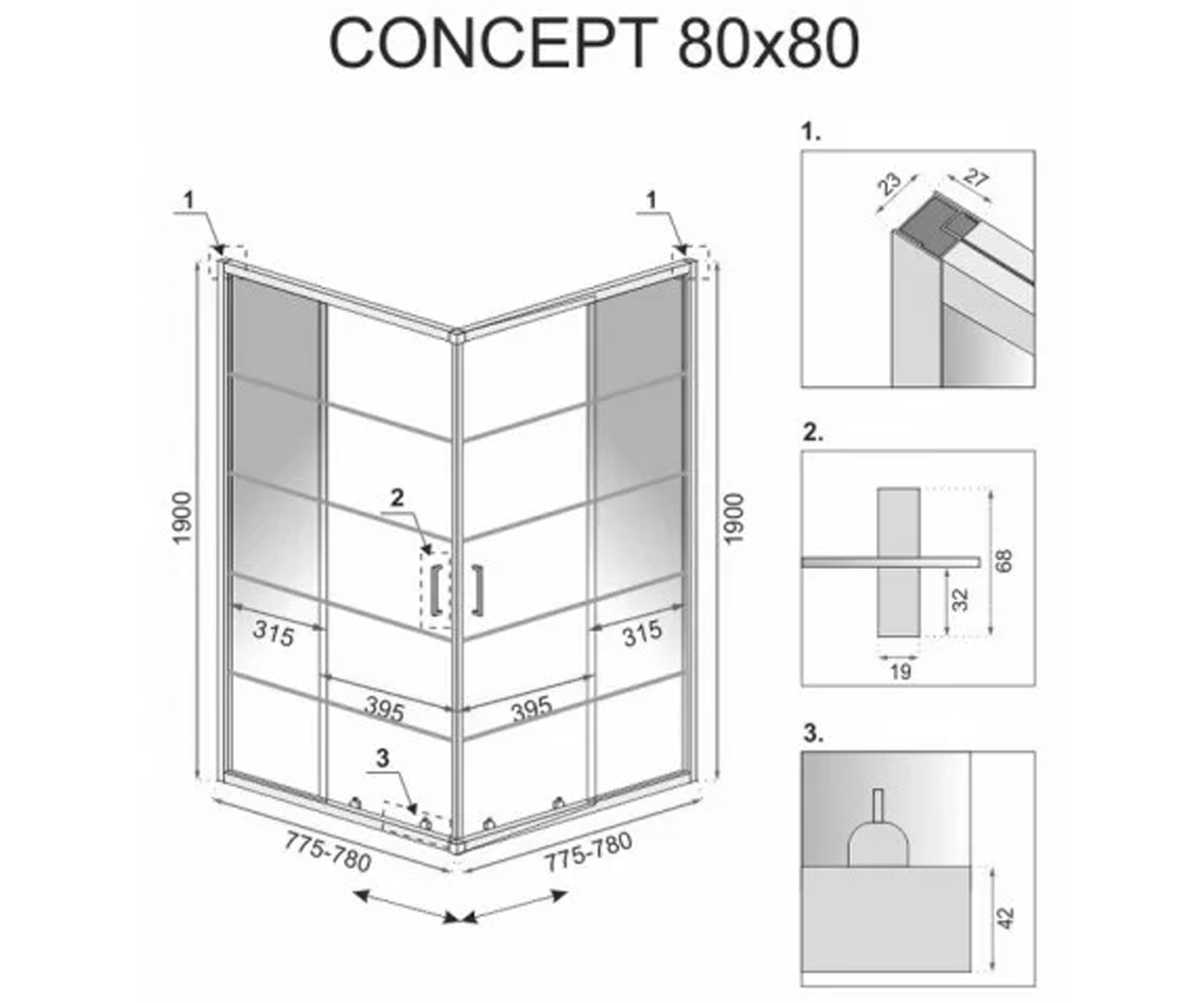 Душевая кабина  CONCEPT REA-K5479:Чертеж 